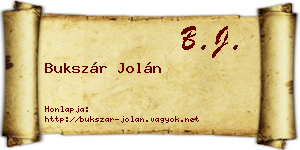 Bukszár Jolán névjegykártya
